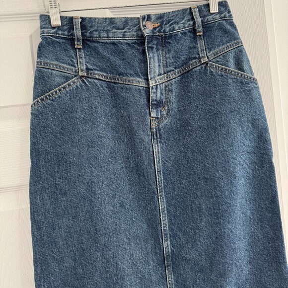 Celine Denim Midi Skirt, size 28. Fits like 27/28 - Picture 5 of 12